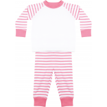 Pyjama à rayures LW072 - Pink / White personnalisable - Vue de face