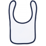 Bavoir LW082 - White / Navy personnalisable - Vue de face