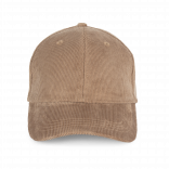 Casquette écoresponsable en velours côtelé 6 panneaux unisexe NS016 - Dark camel personnalisable - Vue de face