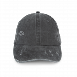 Casquette écoresponsable effet déchiré unisexe NS026 - Washed black personnalisable - Vue de face