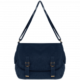 Sac besace écoresponsable délavé NS140 - Washed Navy Blue personnalisable - Vue de face