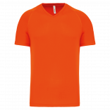 T-shirt de sport manches courtes col v homme PA476 - Fluorescent Orange personnalisable - Vue de face