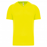 T-shirt de sport manches courtes col v homme PA476 - Fluorescent Yellow personnalisable - Vue de face