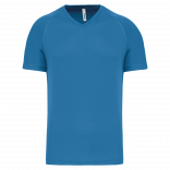 T-shirt de sport manches courtes col v homme PA476 - Aqua Blue personnalisable - Vue de face