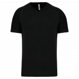 T-shirt de sport manches courtes col v homme PA476 - Black personnalisable - Vue de face