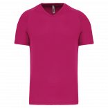 T-shirt de sport manches courtes col v homme PA476 - Fuchsia personnalisable - Vue de face