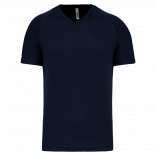 T-shirt de sport manches courtes col v homme PA476 - Sporty Navy personnalisable - Vue de face