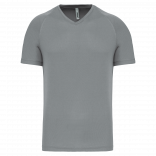 T-shirt de sport manches courtes col v homme PA476 - Fine Grey personnalisable - Vue de face