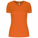 T-shirt de sport manches courtes col v femme PA477 - Fluorescent Orange personnalisable - Vue de face