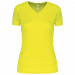 T-shirt de sport manches courtes col v femme PA477 - Fluorescent Yellow personnalisable - Vue de face