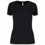 T-shirt de sport manches courtes col v femme PA477 - Black personnalisable - Vue de face