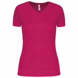 T-shirt de sport manches courtes col v femme PA477 - Fuchsia personnalisable - Vue de face