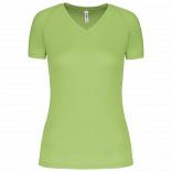 T-shirt de sport manches courtes col v femme PA477 - Lime personnalisable - Vue de face