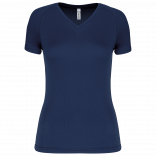 T-shirt de sport manches courtes col v femme PA477 - Sporty Navy personnalisable - Vue de face