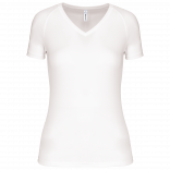 T-shirt de sport manches courtes col v femme PA477 - White personnalisable - Vue de face