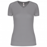 T-shirt de sport manches courtes col v femme PA477 - Fine Grey personnalisable - Vue de face