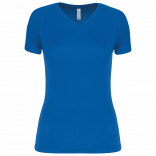 T-shirt de sport manches courtes col v femme PA477 - Aqua Blue personnalisable - Vue de face