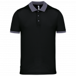 Polo piqué performance homme PA489 - Black / sporty grey personnalisable - Vue de face
