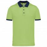 Polo piqué performance homme PA489 - Lime / Sporty Navy personnalisable - Vue de face