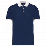 Polo piqué performance homme PA489 - Sporty Navy / White personnalisable - Vue de face