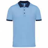 Polo piqué performance homme PA489 - Sky Blue / Sporty Navy personnalisable - Vue de face
