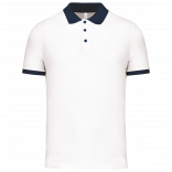 Polo piqué performance homme PA489 - White / Sporty Navy personnalisable - Vue de face