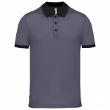 Polo piqué performance homme PA489 - sporty grey / Black personnalisable - Vue de face