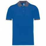 Polo piqué performance homme PA489 - Sporty Royal Blue / sporty grey personnalisable - Vue de face