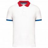 Polo piqué performance homme PA489 - White / Red / Sporty Royal Blue personnalisable - Vue de face