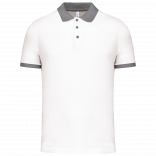 Polo piqué performance homme PA489 - White / sporty grey personnalisable - Vue de face
