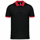 Polo piqué performance homme PA489 - Black / Red personnalisable - Vue de face