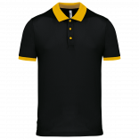 Polo piqué performance homme PA489 - Black / Yellow personnalisable - Vue de face