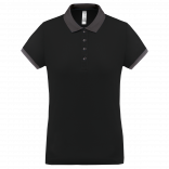Polo piqué performance femme PA490 - Black / sporty grey personnalisable - Vue de face