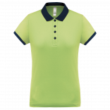 Polo piqué performance femme PA490 - Lime / Sporty Navy personnalisable - Vue de face