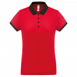 Polo piqué performance femme PA490 - Red / Black personnalisable - Vue de face
