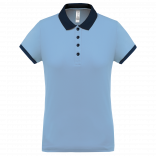 Polo piqué performance femme PA490 - Sky Blue / Sporty Navy personnalisable - Vue de face