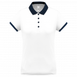 Polo piqué performance femme PA490 - White / Sporty Navy personnalisable - Vue de face