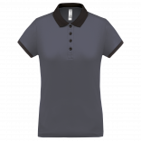 Polo piqué performance femme PA490 - sporty grey / Black personnalisable - Vue de face