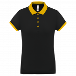 Polo piqué performance femme PA490 - Black / Yellow personnalisable - Vue de face
