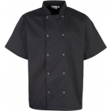 Veste de cuisine manches courtes à boutons pression PR664 - Black personnalisable - Vue de face