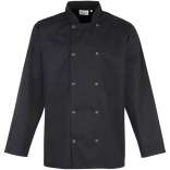 Veste de cuisine manches longues à boutons pression PR665 - Black personnalisable - Vue de face