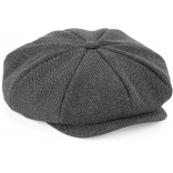 Casquette gavroche "Heritage" B628 - Charcoal Herringbone personnalisable - Vue de face