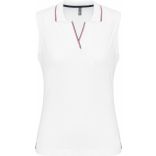 Polo sans manches femme White / Navy / Red - XS