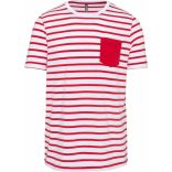T-shirt rayé marin avec poche manches courtes Striped White / Red - S