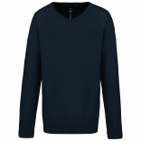 Pull col V enfant K9109 - Navy personnalisable - Vue de face