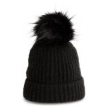 Bonnet femme à pompon Black