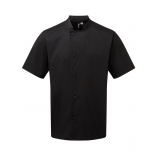 Veste chef cuisinier manches courtes "Essential" PR900 - Black personnalisable - Vue de face