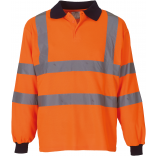 Polo manches longues haute visibilité YHVJ310 - Hi Vis Orange personnalisable - Vue de face