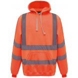 Sweatshirt capuche haute visibilité YHVK05 - Hi Vis Orange personnalisable - Vue de face