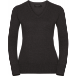 Pullover femme col v RU710F - Charcoal Marl personnalisable - Vue de face